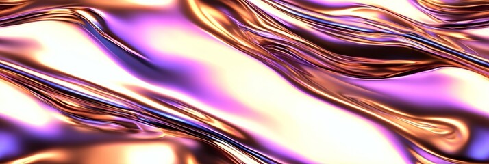 Poster - Colorful metallic waves create a mesmerizing abstract design that captivates the viewer's gaze with vibrant reflections