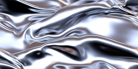 Poster - Silver fabric draped gracefully offers a glimpse into texture and shine in a soft, flowing arrangement