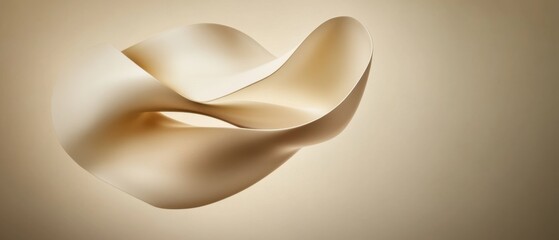 Wall Mural - Abstract flowing beige shape with smooth curves and elegant design on a gradient background Concept of modern art, luxury, and minimalist style