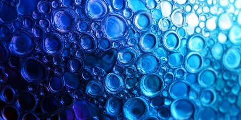 Poster - Colored bubbles create an abstract pattern in shades of blue and purple