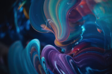 Poster - Mesmerizing Abstract Swirls of Color in Fluid Motion with Vibrant Blues and Purples