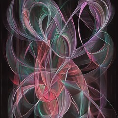 Poster - Abstract swirling patterns create a vibrant and colorful composition with flowing curves and dynamic shapes