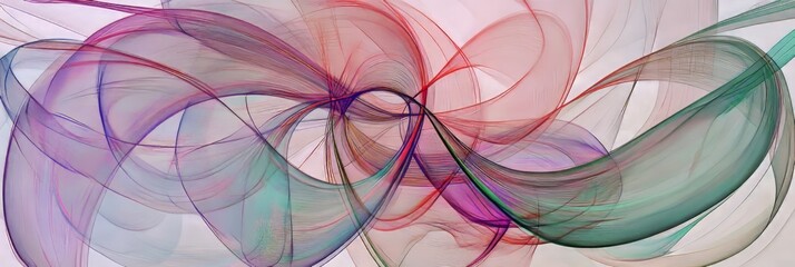 Poster - Colorful abstract swirls create a dynamic visual display with flowing lines and graceful curves on a light background