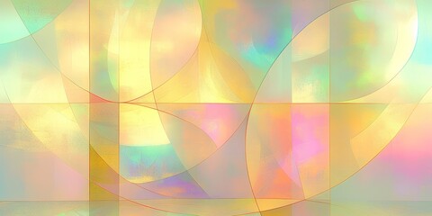 Poster - Modern abstract artwork with soft colors and geometric shapes ideal for contemporary decor
