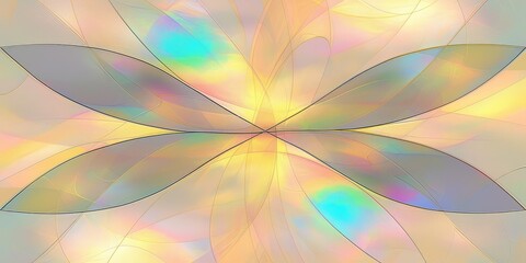 Poster - Colorful abstract floral design with iridescent hues created through digital art techniques