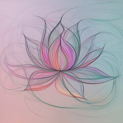 Poster - Colorful abstract lotus flower design created with flowing lines against a soft background