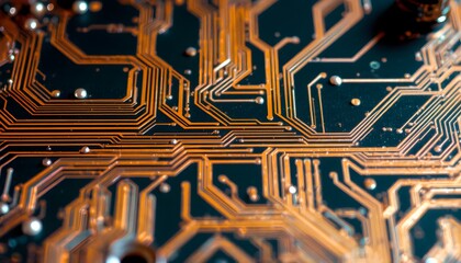 Poster - Circuit board with intricate design and clock featuring platinum coating technology