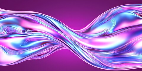 Poster - Colorful waves of abstract shapes flowing in vibrant pink and blue hues create a mesmerizing visual effect in a digital art piece