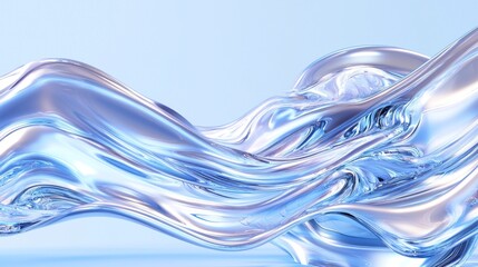 Poster - Fluid movement of transparent water creating elegant shapes in bright blue light