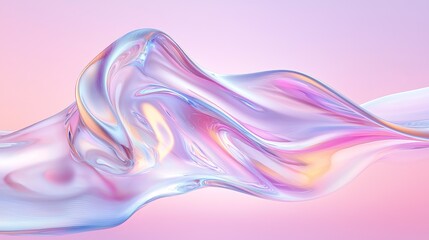 Poster - Colorful abstract wave formation creating a mesmerizing visual effect against a soft gradient background in a digital art piece
