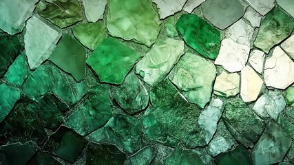 Poster - Intricate layers of green and clear glass create a mesmerizing texture in a tranquil setting beneath soft natural light Generative AI