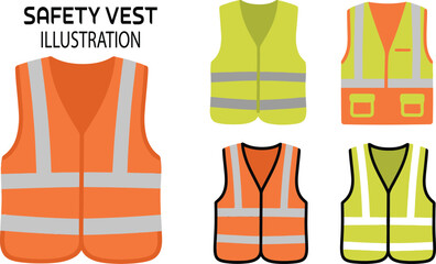 Leinwandbilder - vector illustration of  Safety Vest  set on white background
