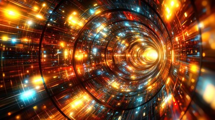 Poster - Abstract Digital Tunnel: A Journey Through Light and Data