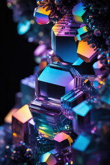 Poster - Mesmerizing Kaleidoscope of Colorful Geometric Crystals Reflecting Light in Vibrant Hues