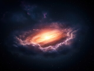 glowing galaxy with nebula and stars