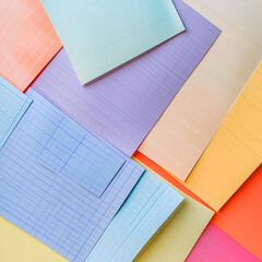Poster - Abstract Colorful Papers Composition: This image presents a collection of vibrant papers with lines, arranged to create an artistic and visually engaging composition, perfect for conveying creativity.