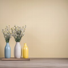 Poster - Beautifully arranged vase with colorful flowers set against a simple background for visual appeal