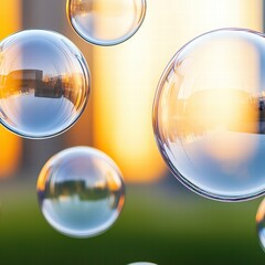 Poster - A collection of bubbles gracefully floating in the air creating a dreamlike atmosphere of joy