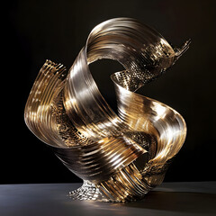 Poster - Golden Abstract Sculpture: An elegant and captivating abstract sculpture, gleaming with golden hues, stands as a testament to artistic creativity and contemporary design. 