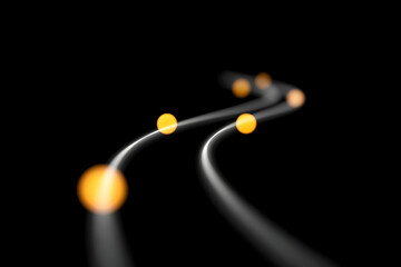 Aufkleber - A digital representation featuring glowing orbs along a winding path against a dark background, suggesting movement and depth.