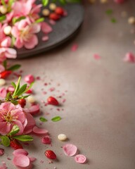 Poster - A charming plate beautifully decorated with an assortment of fresh flowers creating a delightful display