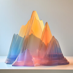 Poster - Mountain of Colors: A modern, artistic interpretation of majestic mountains is showcased, featuring layered, translucent shapes in an array of vibrant colors and shades.