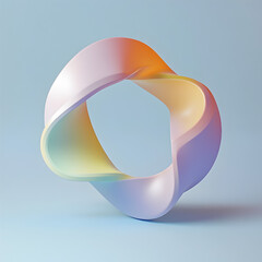 Poster - Abstract loop- A captivating 3D rendered loop sculpture with a sleek design in a smooth gradient color palette on a soft blue backdrop.