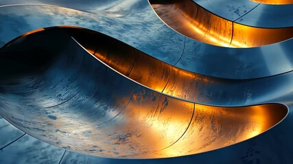 Poster - Masterful metal art reveals stunning reflections and enchanting curves at an innovative design studio Generative AI