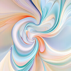 Poster - Ethereal Swirls: An abstract artistic vision, with gentle hues of teal, soft pink, and cream gracefully intertwining in a mesmerizing spiral, embodying a sense of serenity.
