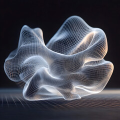 Fototapete - Abstract Wireframe Sculpture: A mesmerizing abstract sculpture crafted from a delicate wireframe structure, evokes a sense of ethereal elegance and futuristic design.