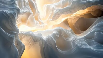 Poster - Discover the flowing energy of a cosmic canyon illuminated by radiant light and ethereal forms at dawn Generative AI