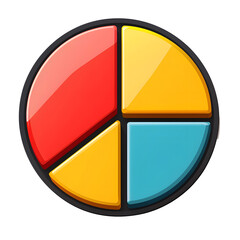 Poster - A minimalist vector style pie chart icon with three cleanly divided primary colored segments arranged in a circular layout