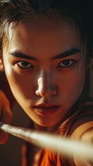 Poster - Empowered Precision Gen Z Athletes Intense Archery Focus - Cinematic Sports Performance Imagery Celebrating Female Strength and Technical Mastery