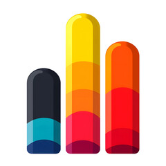 Poster - A modern minimalist infographic design featuring a stacked bar chart composed of distinct colored geometric shapes centered against a clean white background