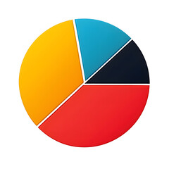 Poster - a clean minimalist icon of a vibrant four segment pie chart in contrasting colors placed centrally o
