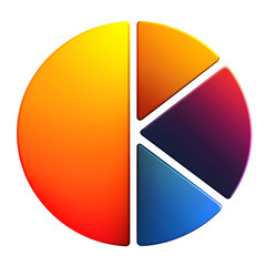 Poster - A stylized pie chart with four distinct gradient filled segments forming a visually striking and balanced data visualization icon