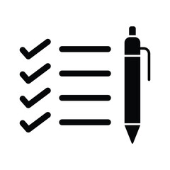 Poster - checklist with pencil icon set. Order icons collection.  sign vector.