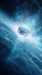 Poster - Quantum Velocity Epic Hockey Puck Hyper-Dynamic Motion Capture - Immersive Sports Technology Visualization in Cinematic Frost Blue Aesthetic