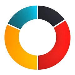 Poster - a simple clean donut chart design featuring three vibrant colored sections on a plain white backgrou