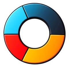 Poster - a clean modern of a minimalist svg style donut chart composed of three balanced colored sections on 