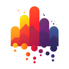 Poster - A vibrant and dynamic composition of organic overlapping geometric shapes in a minimalist vector inspired style centered on a pure white background