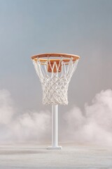 Aufkleber - Urban Dreamscape Basketball Minimalist Athletic Aesthetic Capturing Competitive Spirit with Surreal Cloud Backdrop - Next-Gen Sports Marketing Visual