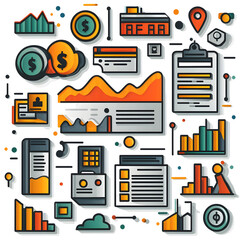 Poster - A clean modern layout featuring various data visualizations and icons to represent different financial metrics transactions and analytical information
