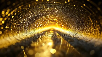 Poster - Explore the beauty of enchanting golden light reflecting in a magical tunnel during a serene moment at dusk Generative AI