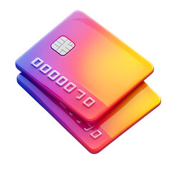 Poster - Two overlapping credit cards with a vibrant gradient color design showcasing a clean minimalist and modern aesthetic