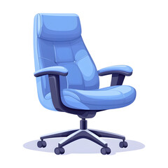 Poster - A monotone blue ergonomic office chair with a sleek contemporary swivel design and rolling wheels for maximum comfort and mobility in the workplace