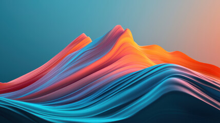 Poster - Vibrant abstract waves shades of orange, pink, and blue create dynamic visual experience, evoking sense of movement and energy
