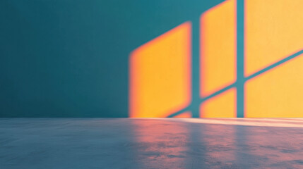 Poster - vibrant play of light and shadow creates artistic atmosphere on smooth surface, highlighting colorful wall