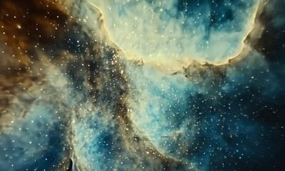 Wall Mural - Sweeping Journey Through the Small Magellanic Cloud with Starfields and Nebula Views Made with Generative AI Technology

