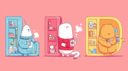 Poster - Cute illustrated characters teaching letters to kindergarten students